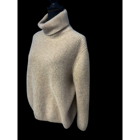 Quince Mongolian Cashmere Fisherman Turtleneck Sweater Oatmeal, timeless, scandi - Picture 2 of 7